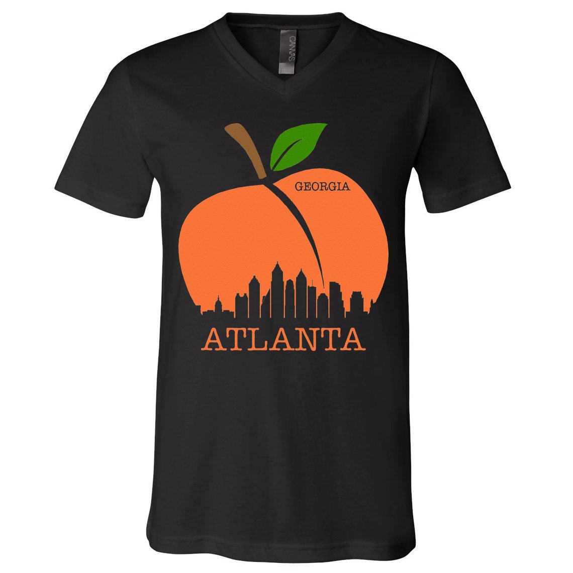 Atlanta Georgia Peach Skyline V-Neck T-Shirt