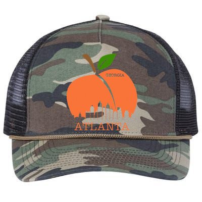 Atlanta Georgia Peach Skyline Retro Rope Trucker Hat Cap