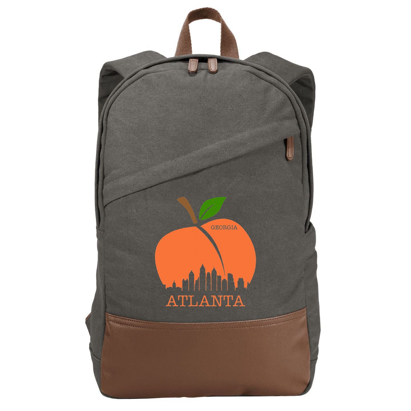 Atlanta Georgia Peach Skyline Cotton Canvas Backpack