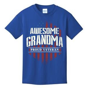 Awesome Grandma Proud Veteran America Flag Veteran's Day Cool Gift Kids T-Shirt