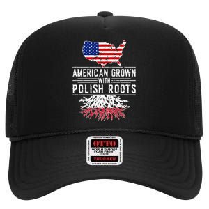 American Grown Polish Roots Pride Poland High Crown Mesh Back Trucker Hat