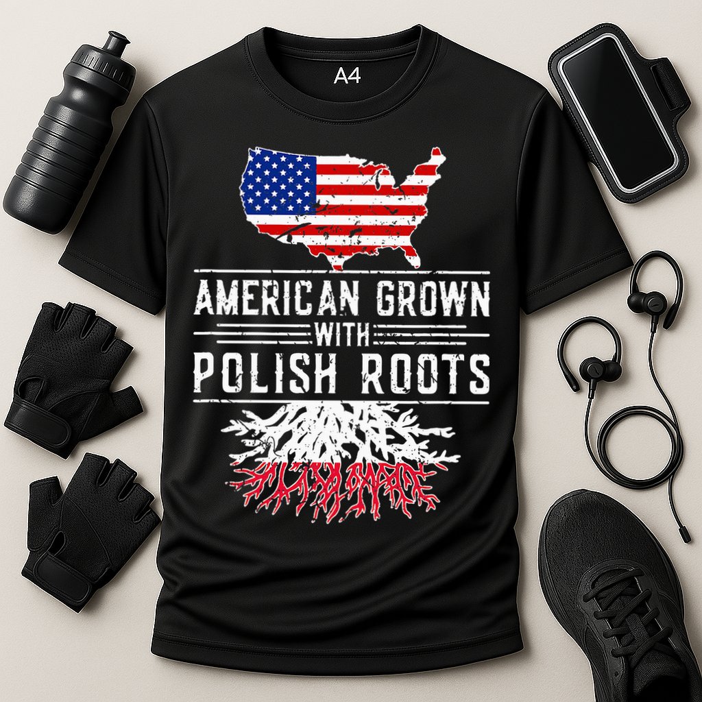 American Grown Polish Roots Pride Poland Cooling Performance Crew T-Shirt