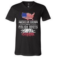 American Grown Polish Roots Pride Poland V-Neck T-Shirt