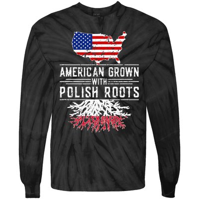 American Grown Polish Roots Pride Poland Tie-Dye Long Sleeve Shirt