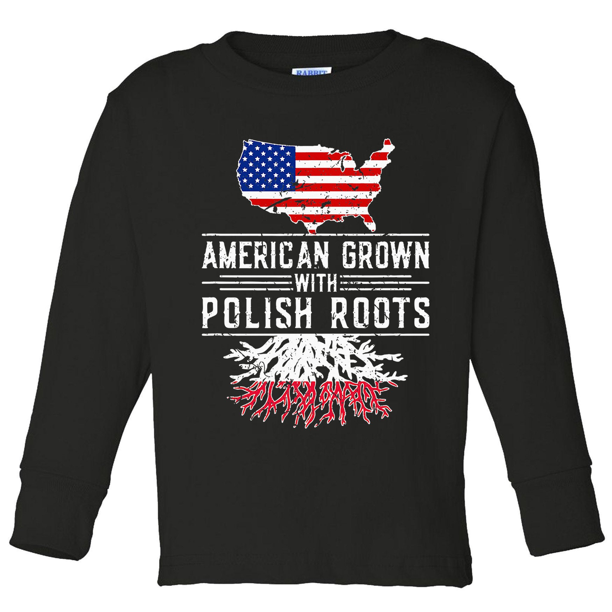 American Grown Polish Roots Pride Poland Toddler Long Sleeve Shirt