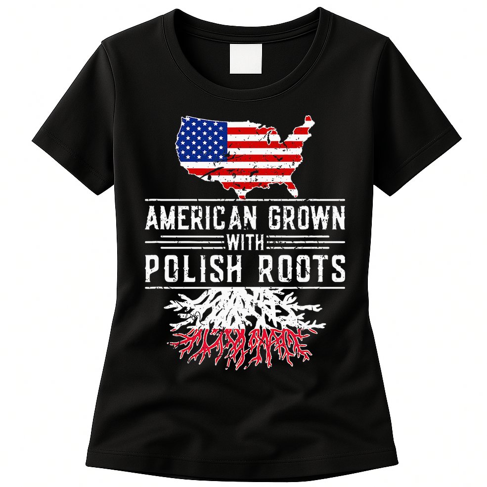 American Grown Polish Roots Pride Poland Womens T-Shirt