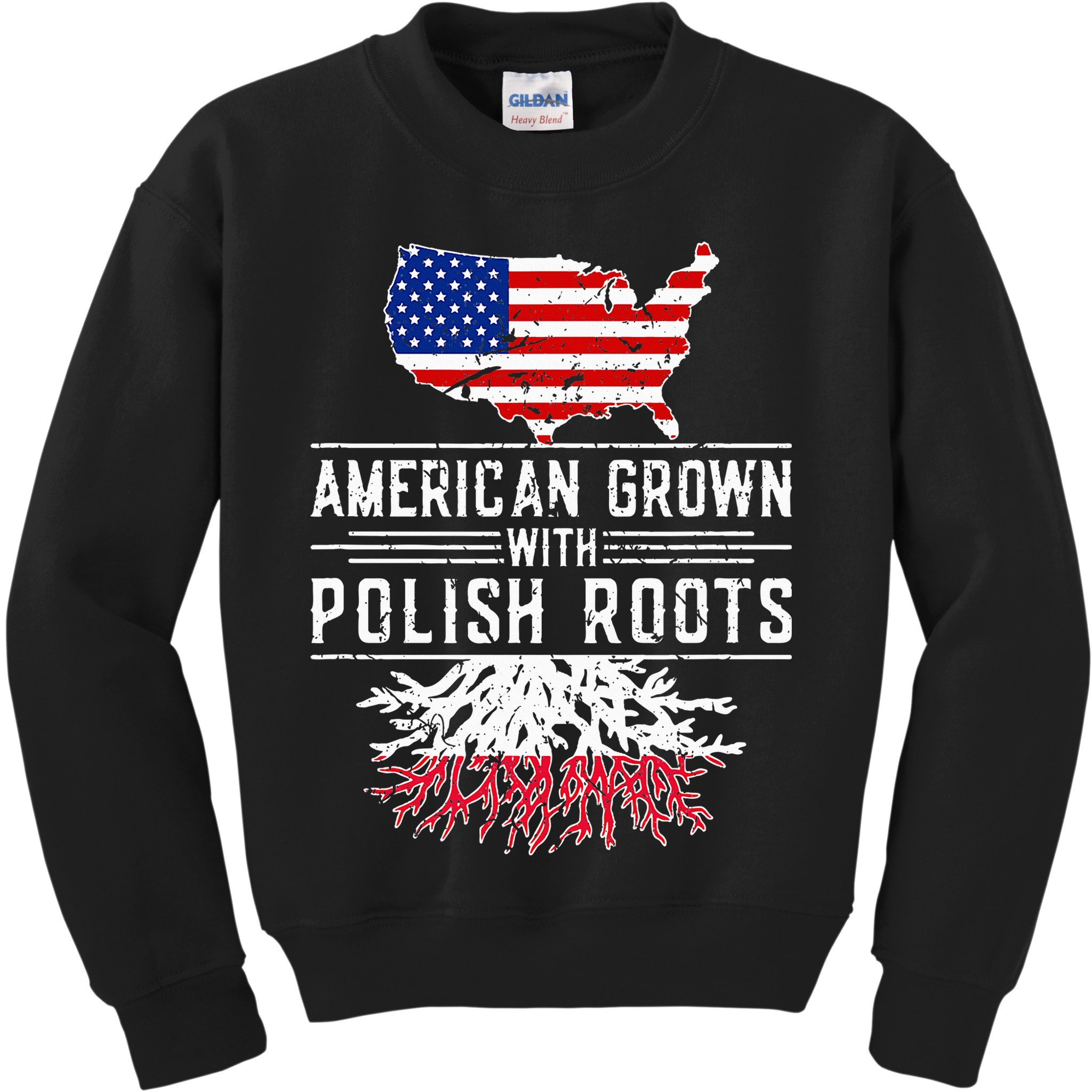 American Grown Polish Roots Pride Poland Kids Sweatshirt