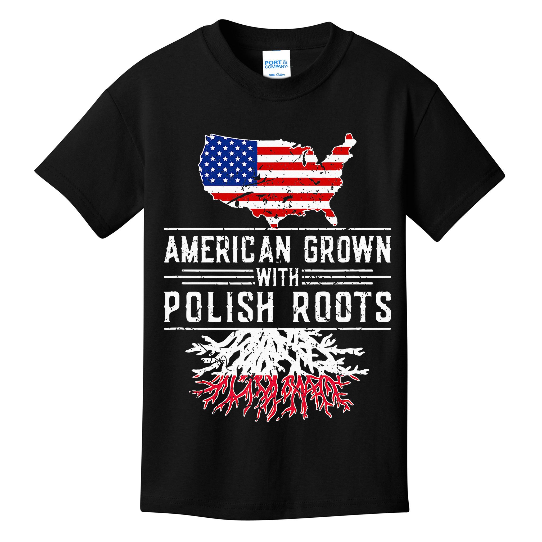 American Grown Polish Roots Pride Poland Kids T-Shirt