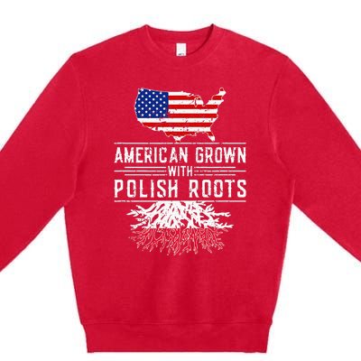 American Grown Polish Roots Pride Poland Premium Crewneck Sweatshirt