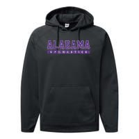 Alabama Gymnastics Purple Vintage Text Performance Fleece Hoodie