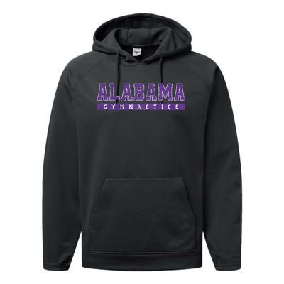 Alabama Gymnastics Purple Vintage Text Performance Fleece Hoodie