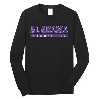 Alabama Gymnastics Purple Vintage Text Long Sleeve Shirt