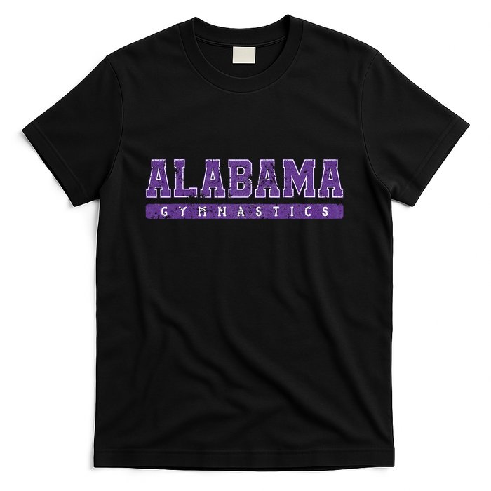 Alabama Gymnastics Purple Vintage Text T-Shirt