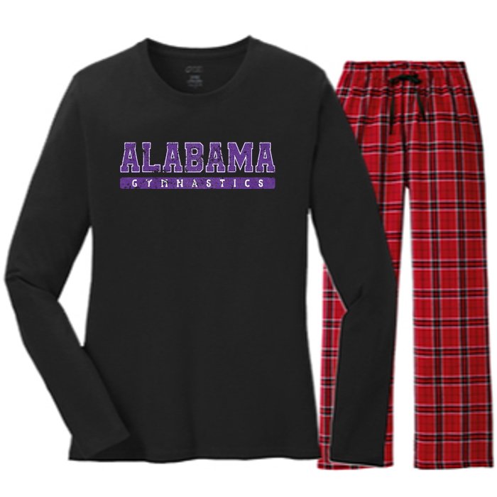 Alabama Gymnastics Purple Vintage Text Women's Long Sleeve Flannel Pajama Set 