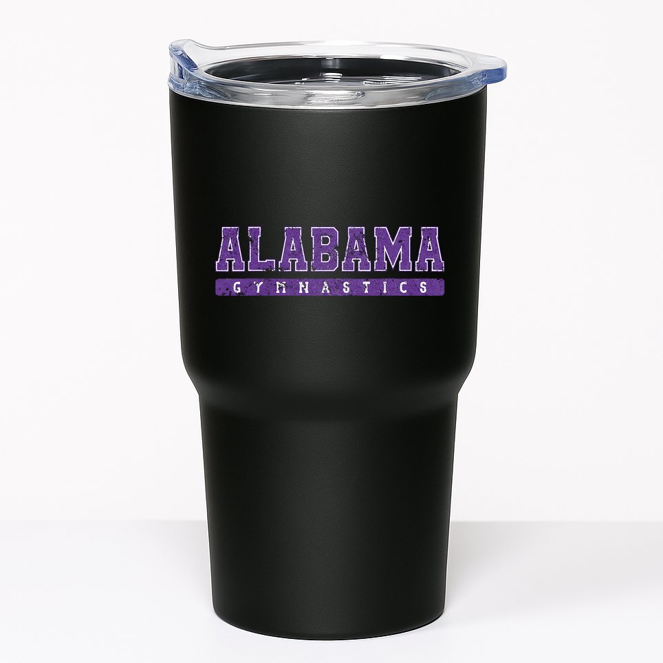Alabama Gymnastics Purple Vintage Text Tumbler