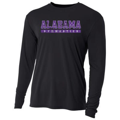 Alabama Gymnastics Purple Vintage Text Cooling Performance Long Sleeve Crew