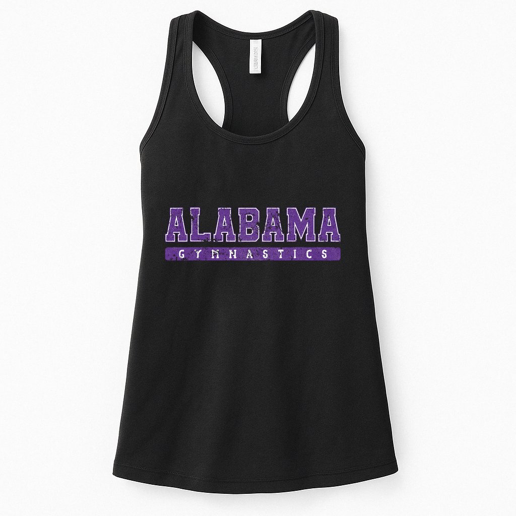 Alabama Gymnastics Purple Vintage Text Womens Tank Top