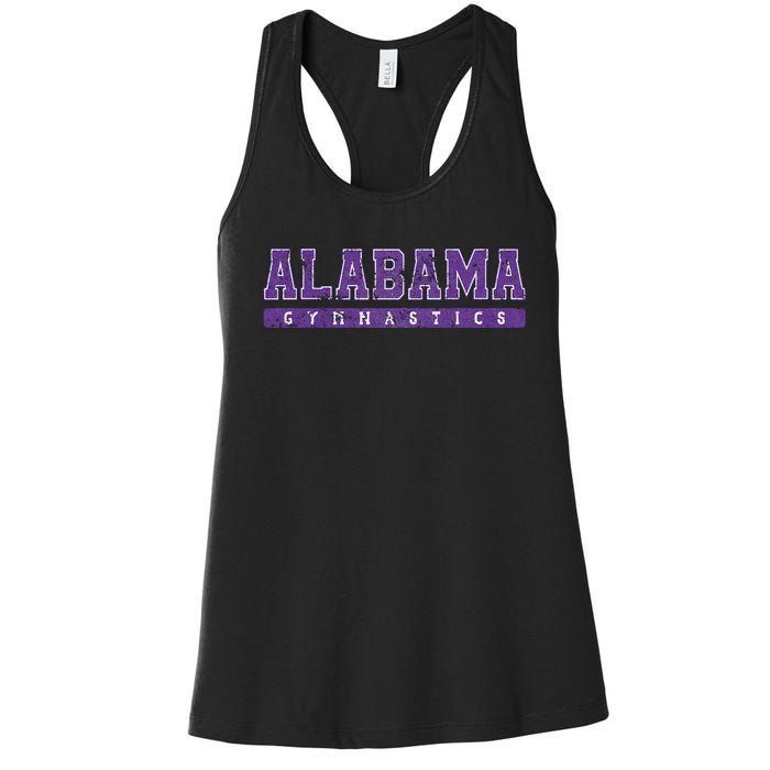 Alabama Gymnastics Purple Vintage Text Women's Racerback Tank