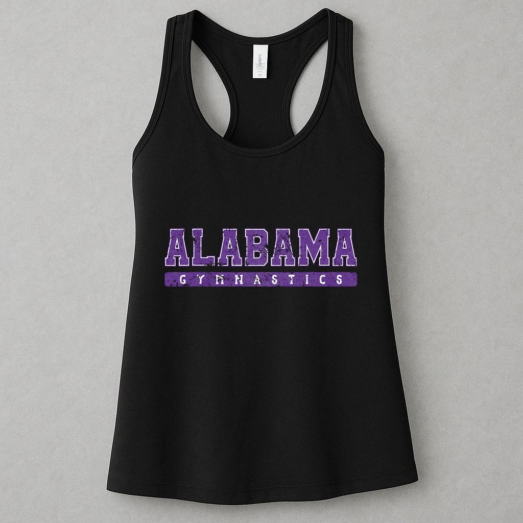 Alabama Gymnastics Purple Vintage Text Womens Tank Top