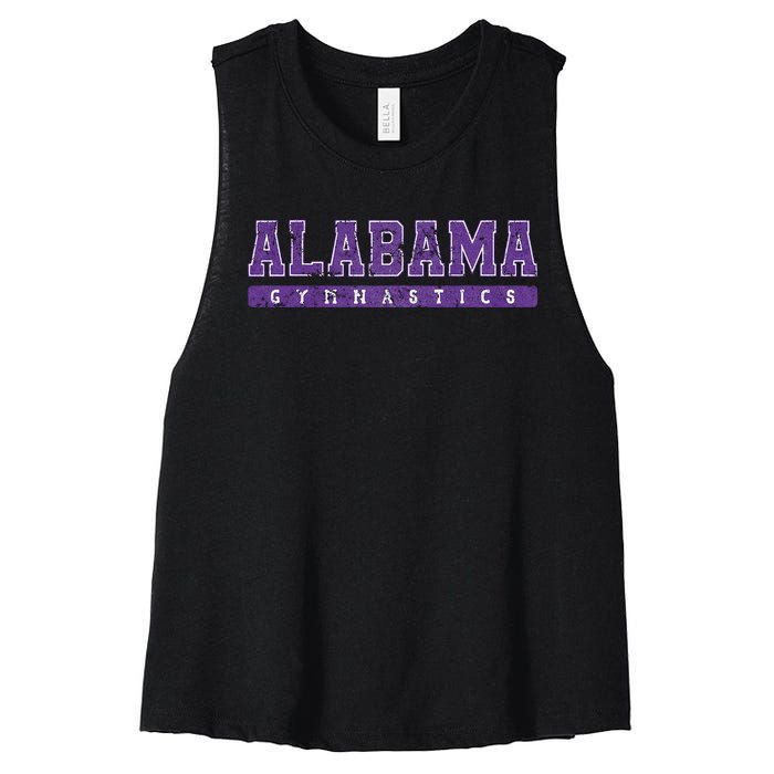 Alabama Gymnastics Purple Vintage Text Women's Racerback Cropped Tank