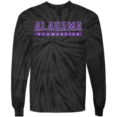 Alabama Gymnastics Purple Vintage Text Tie-Dye Long Sleeve Shirt