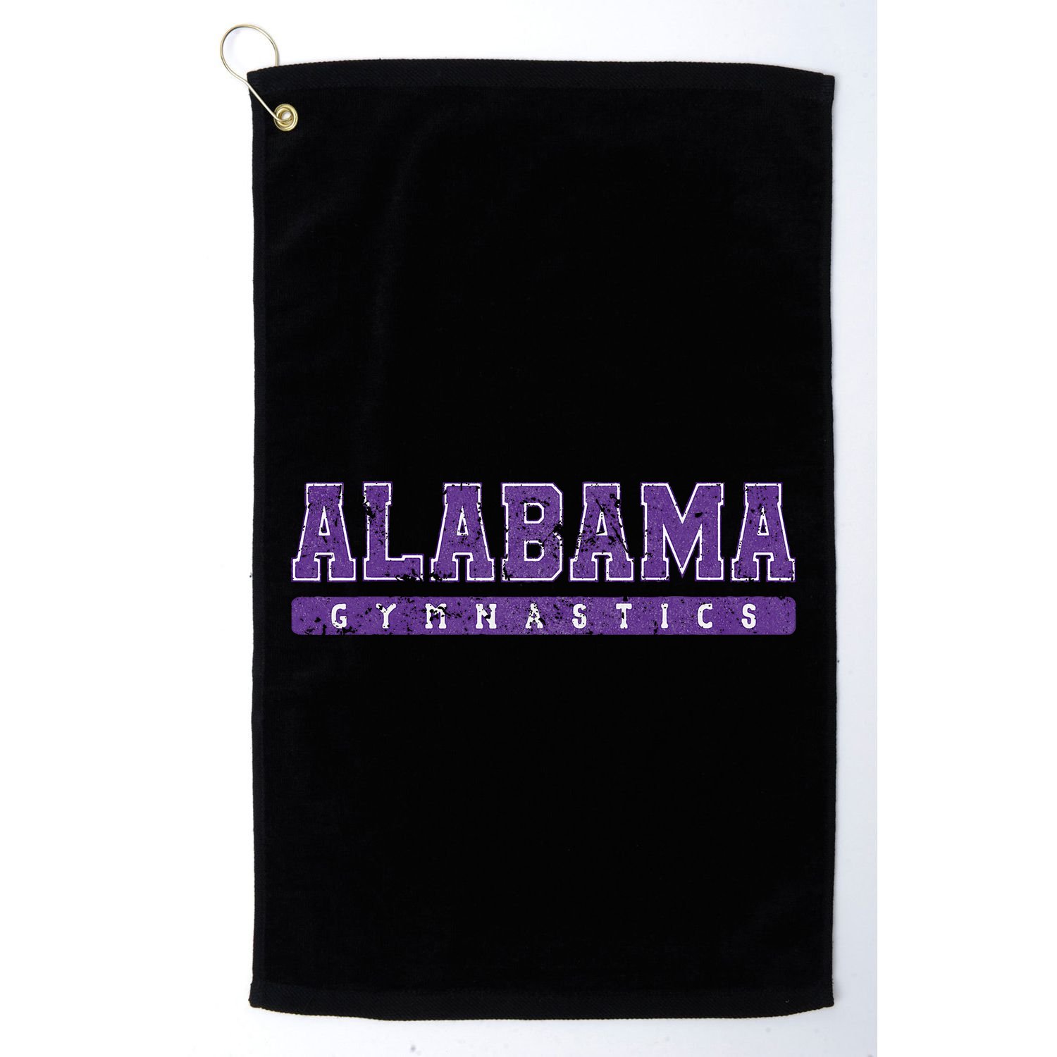 Alabama Gymnastics Purple Vintage Text Golf Towel