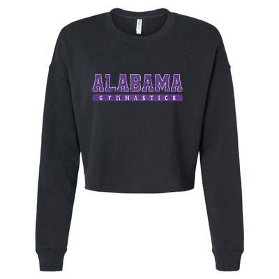 Alabama Gymnastics Purple Vintage Text Cropped Pullover Crew