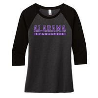 Alabama Gymnastics Purple Vintage Text Women's Tri-Blend 3/4-Sleeve Raglan Shirt