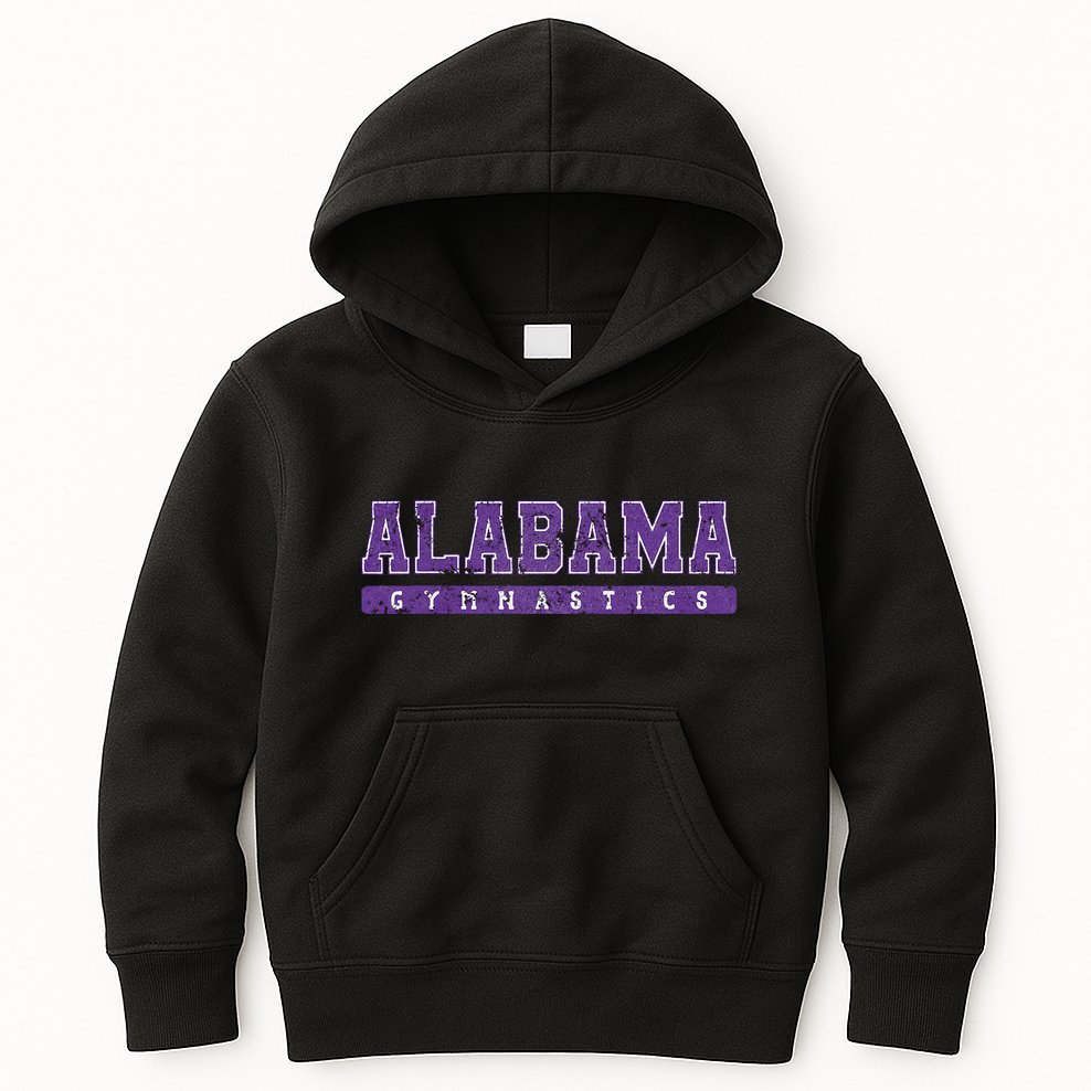 Alabama Gymnastics Purple Vintage Text Kids Hoodie
