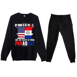 American Grown Patriot Paraguayan American From Paraguay Premium Crewneck Sweatsuit Set