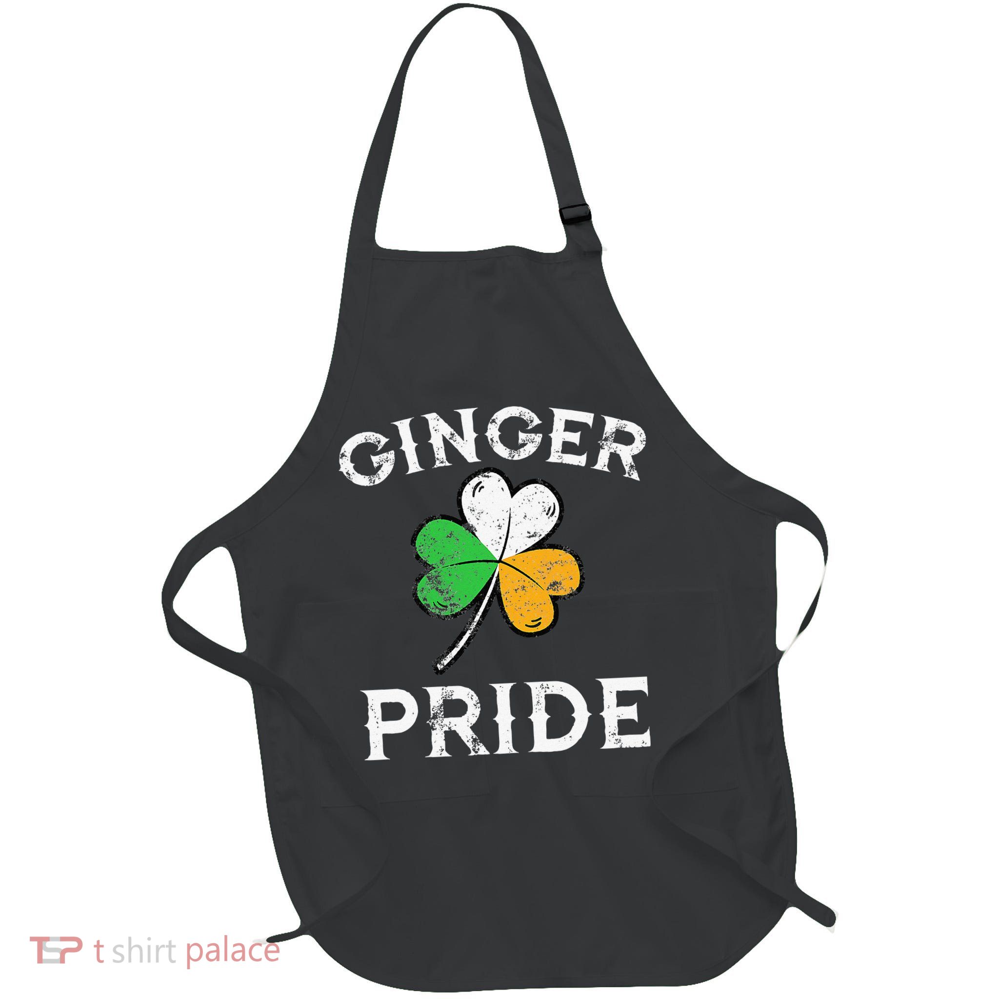 Awesome Ginger Pride St Patricks Day Irish Flag Clover Full-Length Apron With Pockets
