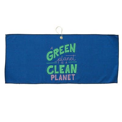 A Green Planet Is A Clean Planet Large Microfiber Waffle Golf Towel