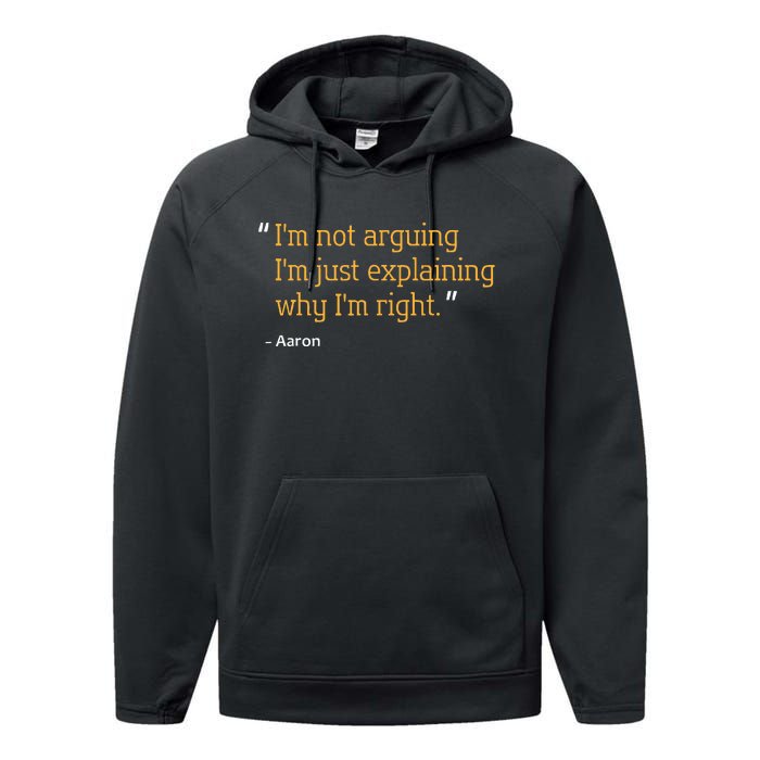 Aaron Gift Quote Funny Birthday Personalized Name Idea Performance Fleece Hoodie