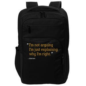 Aaron Gift Quote Funny Birthday Personalized Name Idea Impact Tech Backpack