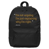 Aaron Gift Quote Funny Birthday Personalized Name Idea 16 in Basic Backpack