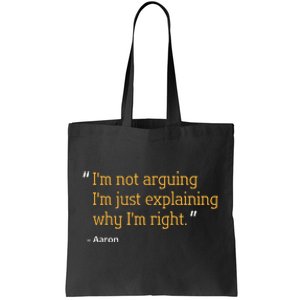 Aaron Gift Quote Funny Birthday Personalized Name Idea Tote Bag