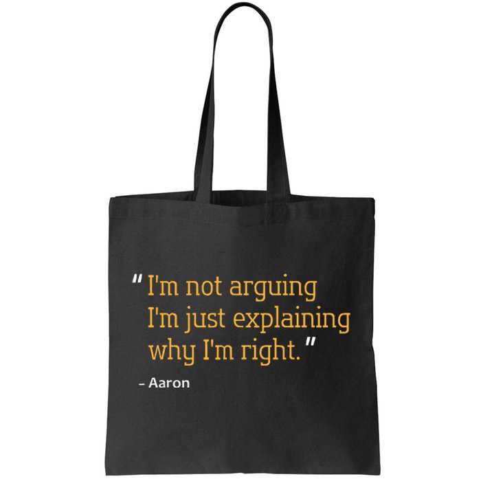 Aaron Gift Quote Funny Birthday Personalized Name Idea Tote Bag