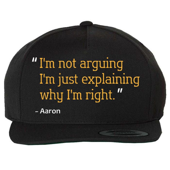 Aaron Gift Quote Funny Birthday Personalized Name Idea Wool Snapback Cap