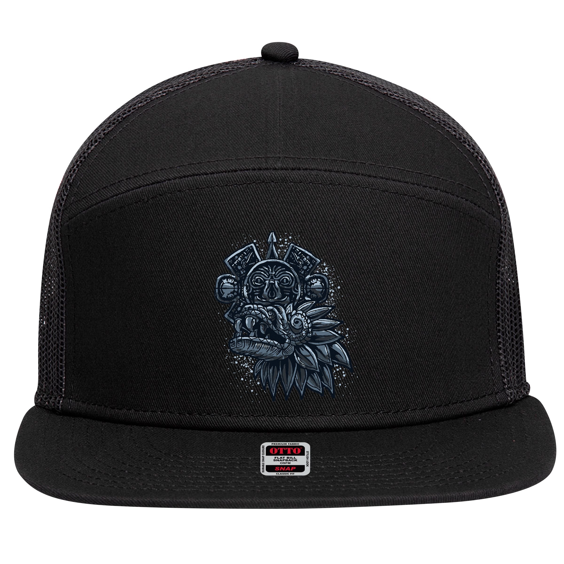 Aztec God Quetzalcoatl Cool Snake Dragon Inca Maya 7 Panel Mesh Trucker Snapback Hat