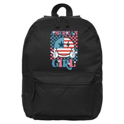 American Girl Retro Groovy 4th Of July Smile Peace 16 in Basic Backpack