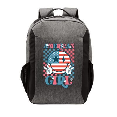 American Girl Retro Groovy 4th Of July Smile Peace Vector Backpack