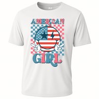 American Girl Retro Groovy 4th Of July Smile Peace Performance Shirt