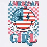 American Girl Retro Groovy 4th Of July Smile Peace Performance Shirt