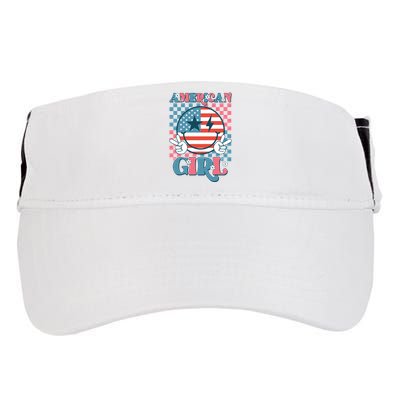 American Girl Retro Groovy 4th Of July Smile Peace Adult Drive Performance Visor