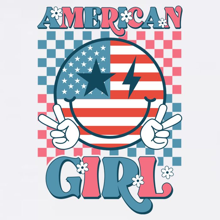 American Girl Retro Groovy 4th Of July Smile Peace 11oz C Handle Ceramic Mug