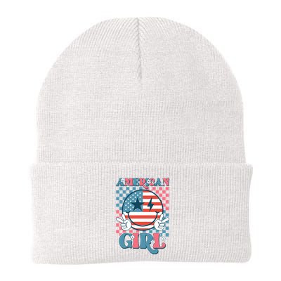 American Girl Retro Groovy 4th Of July Smile Peace Beanie