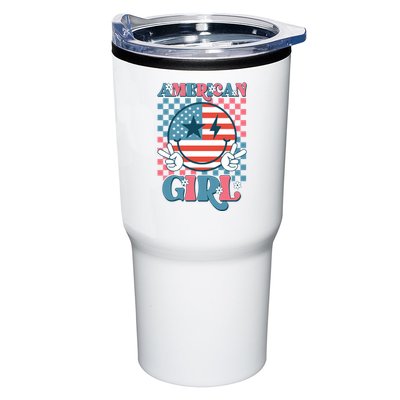 American Girl Retro Groovy 4th Of July Smile Peace Tumbler