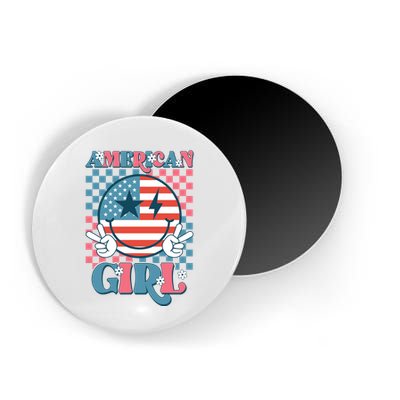 American Girl Retro Groovy 4th Of July Smile Peace Magnet