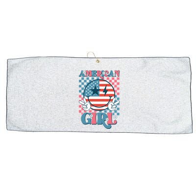 American Girl Retro Groovy 4th Of July Smile Peace Large Microfiber Waffle Golf Towel