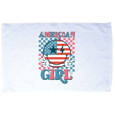 American Girl Retro Groovy 4th Of July Smile Peace Microfiber Hand Towel